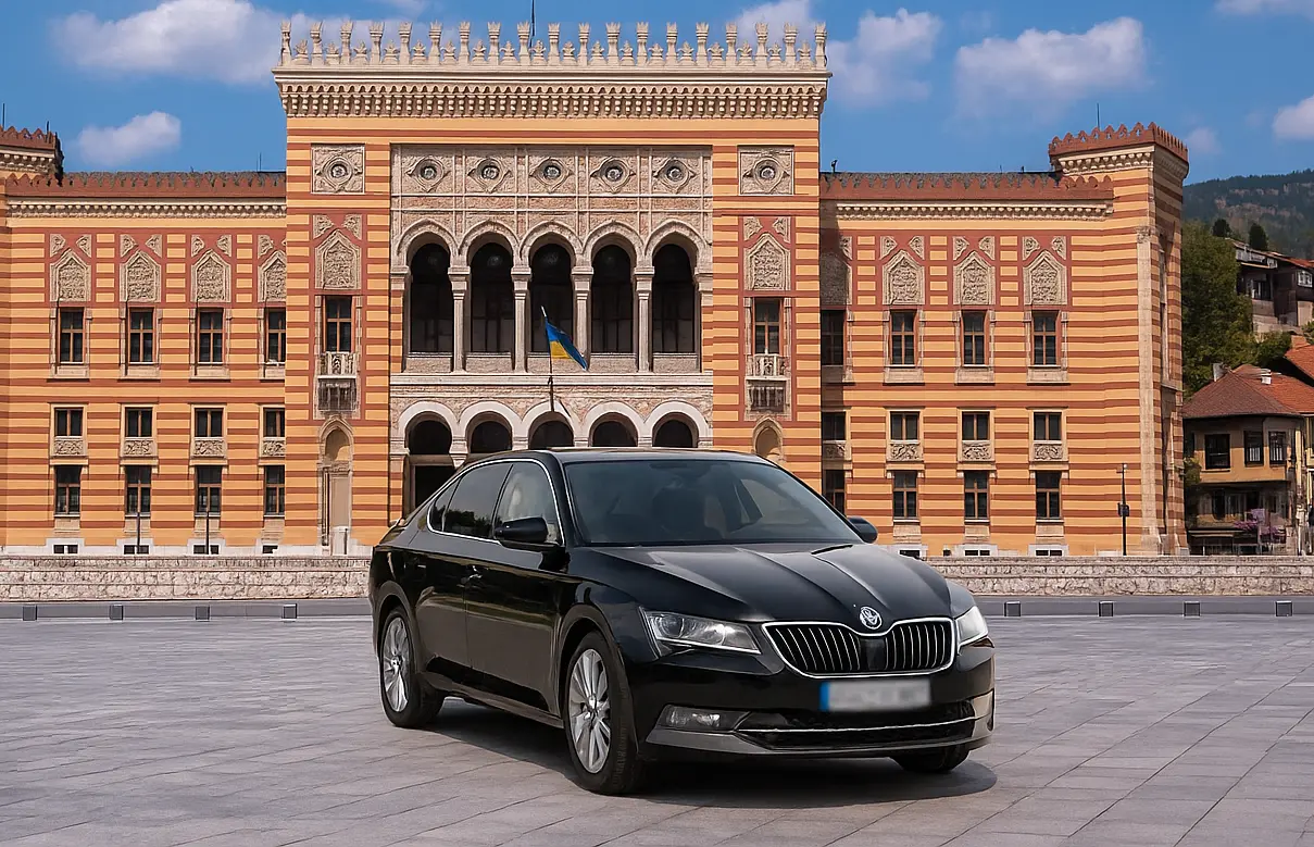 Skoda Superb black sedan exterior